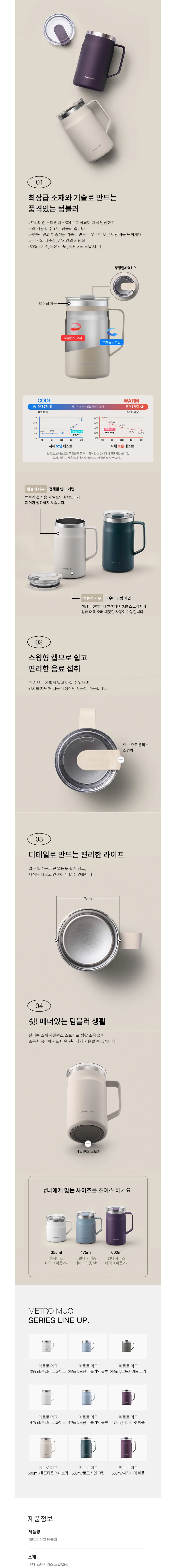 락앤락 뉴 메트로 머그 355ml 텀블러 + 3단 우양산 + 차량용 티슈 2개 상세