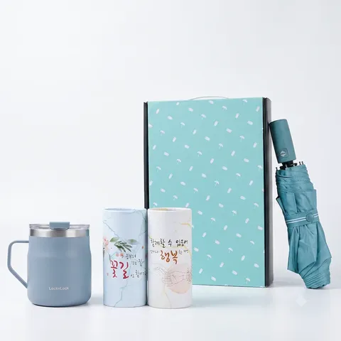 락앤락 뉴 메트로 머그 355ml 텀블러 + 3단 우양산 + 차량용 티슈 2개