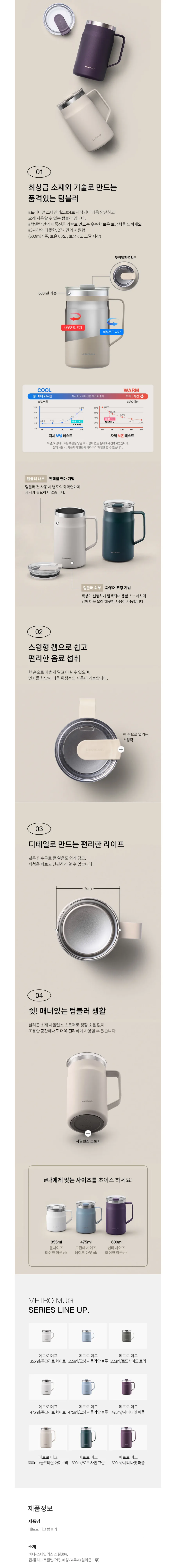 락앤락 뉴 메트로 머그 355ml 텀블러 + 송월 타월 150g + 디퓨저 200ml 상세