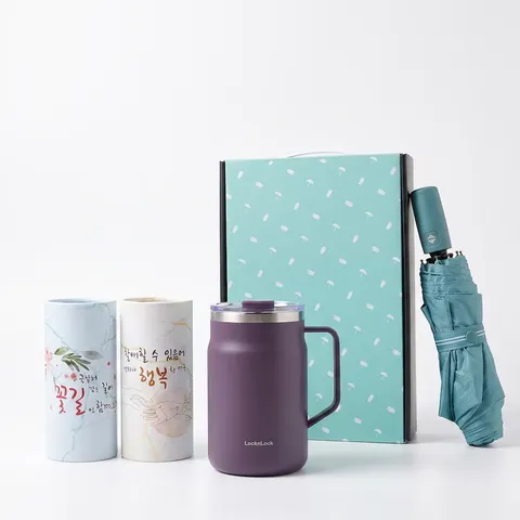락앤락 뉴 메트로 머그 600ml 텀블러 + 3단 우양산 + 차량용 티슈 2개