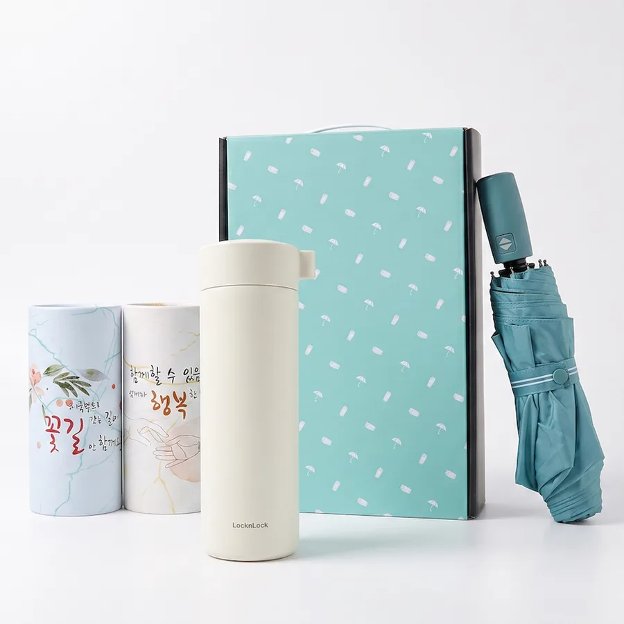 락앤락 마일드 노브 400ml 텀블러 + 3단 우양산 + 차량용 티슈 2개