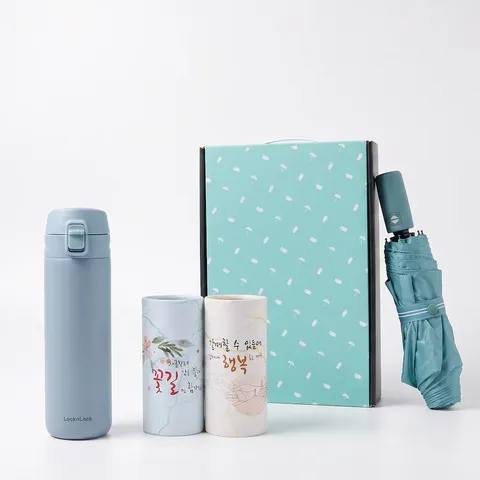 락앤락 마일드 원터치 500ml 텀블러 + 3단 우양산 + 차량용 티슈 2개