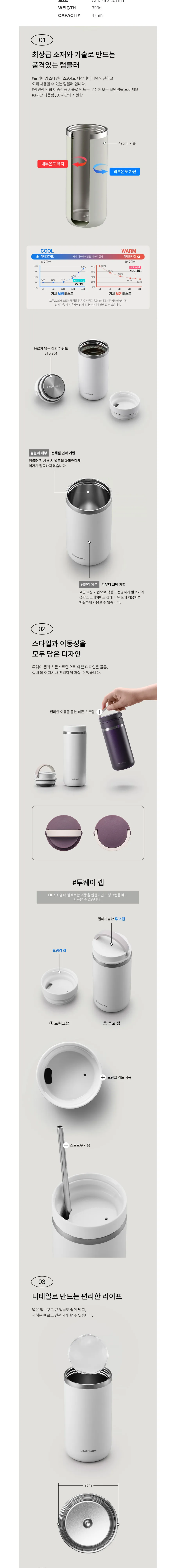 락앤락 뉴 메트로 투웨이 475ml 텀블러 + 3단 우양산 + 송월 40수 타월 160g 상세